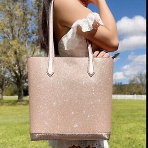 Kate Spade Rose Gold Glitter Tote